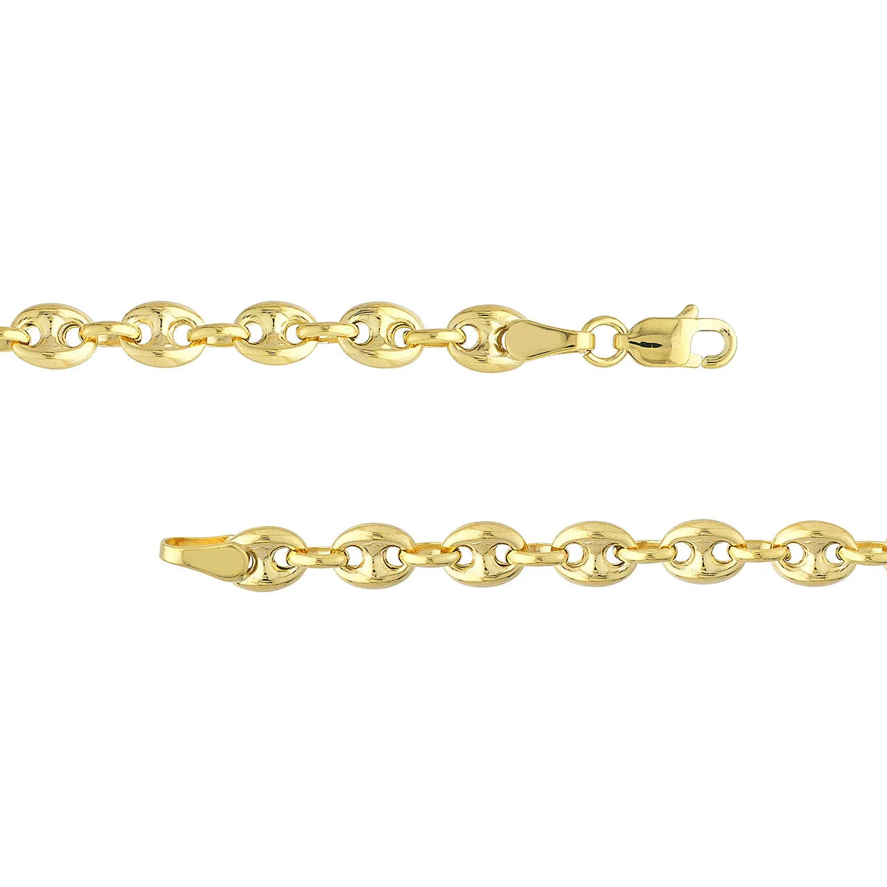 14k Yellow Gold Puff Carabiner Bracelet Anklet Choker Necklace Pendant Chain