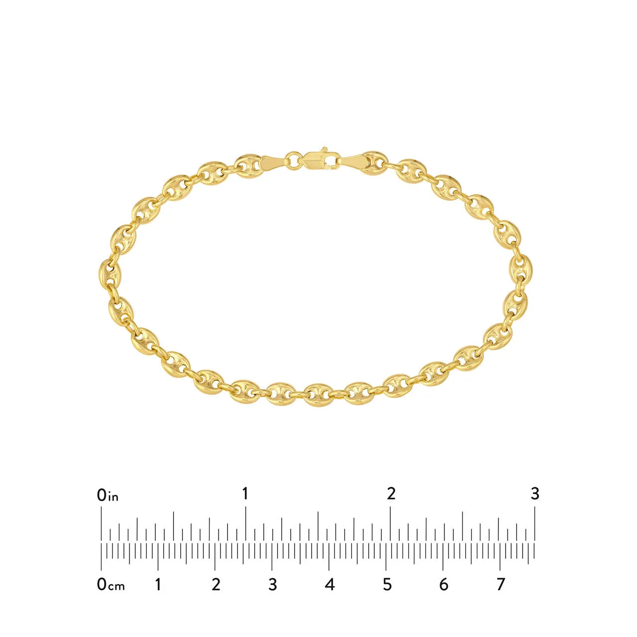 14k Yellow Gold Puff Carabiner Bracelet Anklet Choker Necklace Pendant Chain