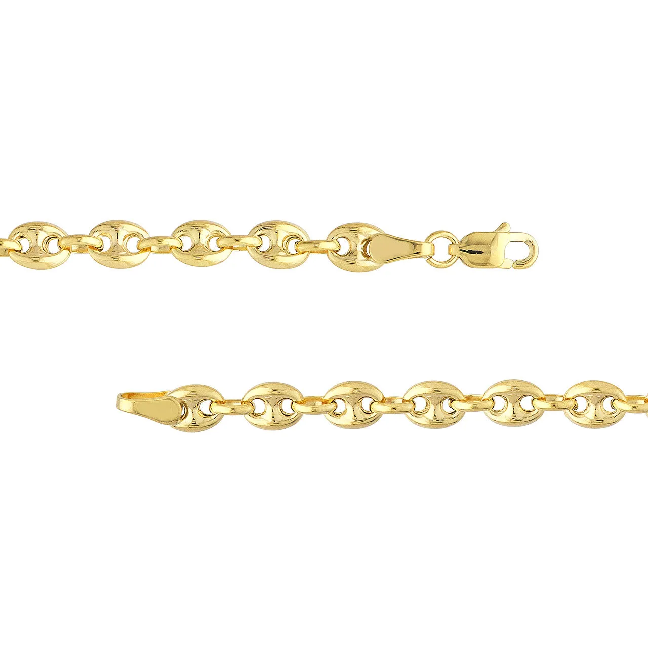 14k Yellow Gold Puff Carabiner Bracelet Anklet Choker Necklace Pendant Chain