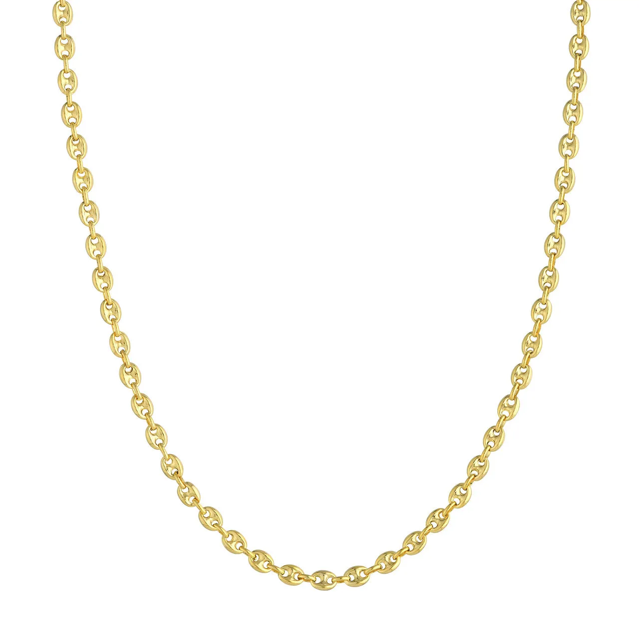 14k Yellow Gold Puff Carabiner Bracelet Anklet Choker Necklace Pendant Chain