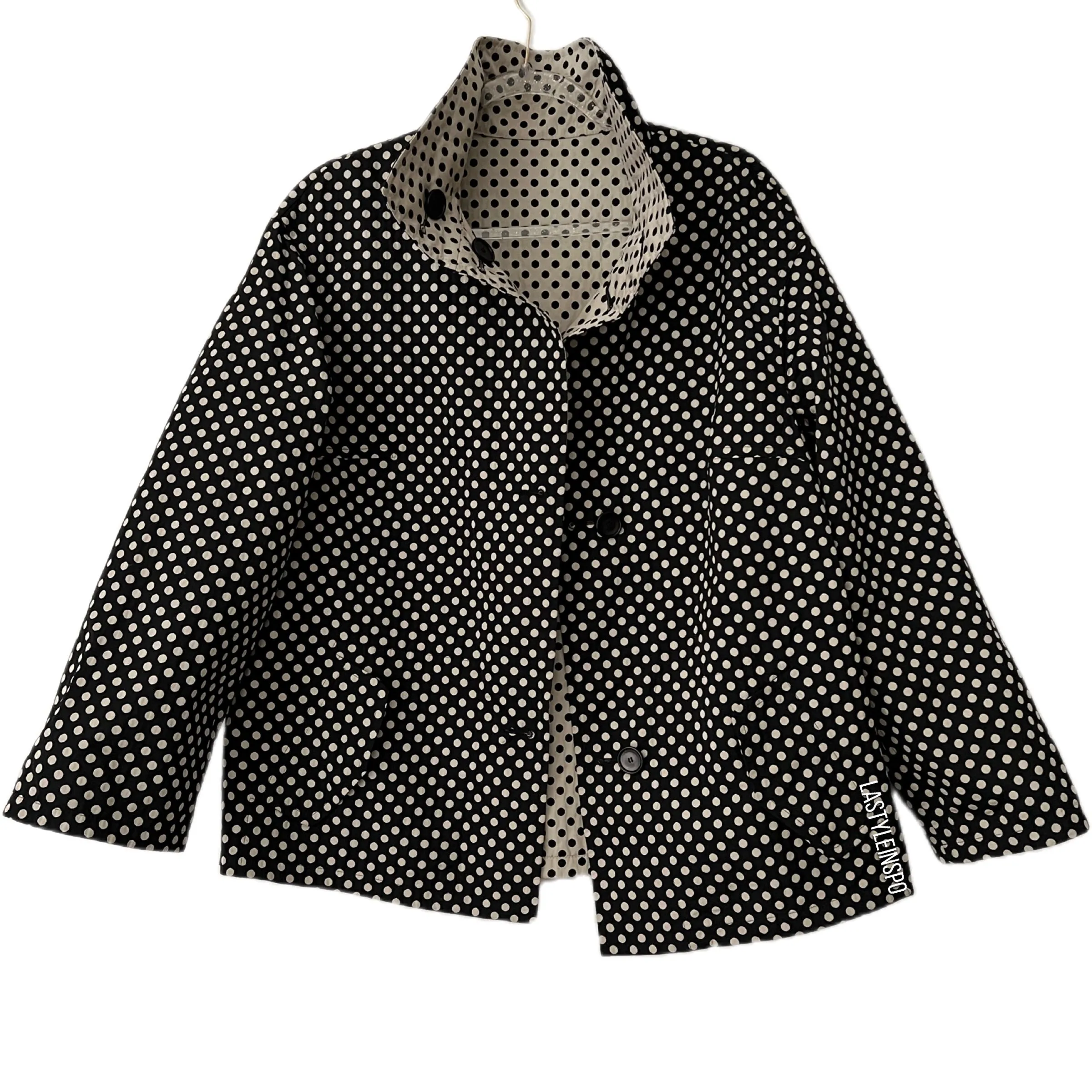 AKRIS PUNTO Polka Dots Reversible Jacket Beige Black Size 12
