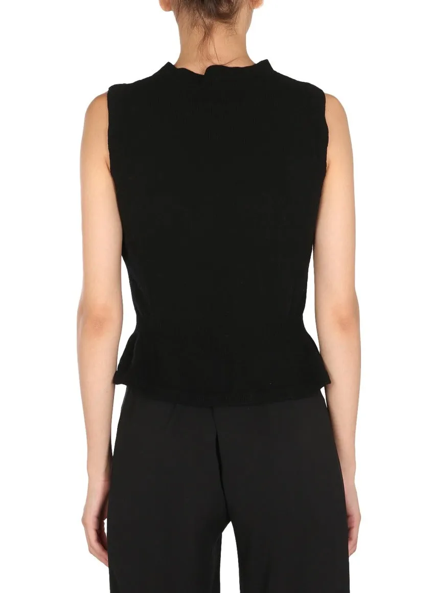 Alberta Ferretti Slogan Intarsia Peplum Knitted Vest