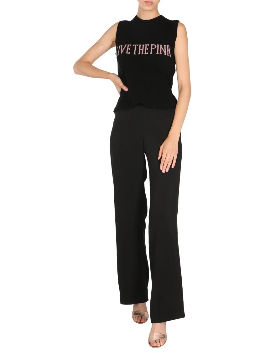 Alberta Ferretti Slogan Intarsia Peplum Knitted Vest