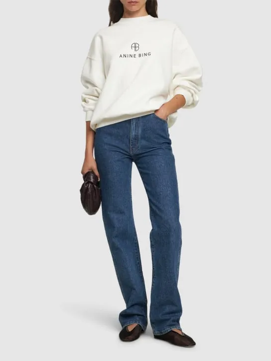 ANINE BING   Jaci monogram cotton blend sweatshirt 