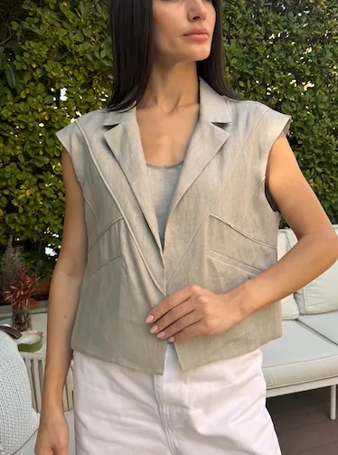 Asymmetric Cropped Vest- Grey