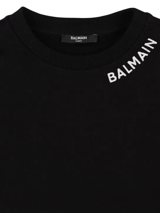 Balmain   Logo cotton crewneck sweatshirt 