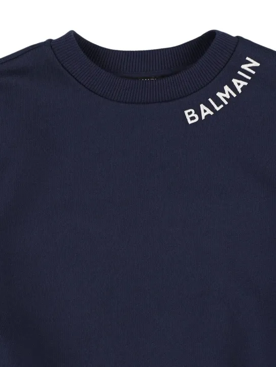 Balmain   Logo cotton crewneck sweatshirt 