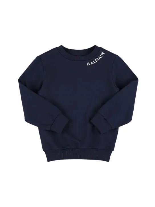 Balmain   Logo cotton crewneck sweatshirt 