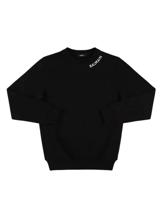 Balmain   Logo cotton crewneck sweatshirt 