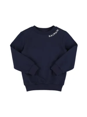Balmain   Logo cotton crewneck sweatshirt 