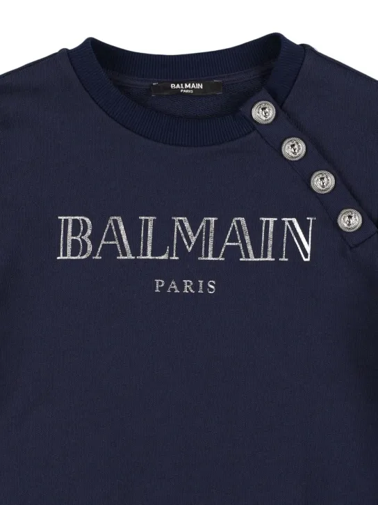 Balmain   Printed logo cotton crewneck sweatshirt 