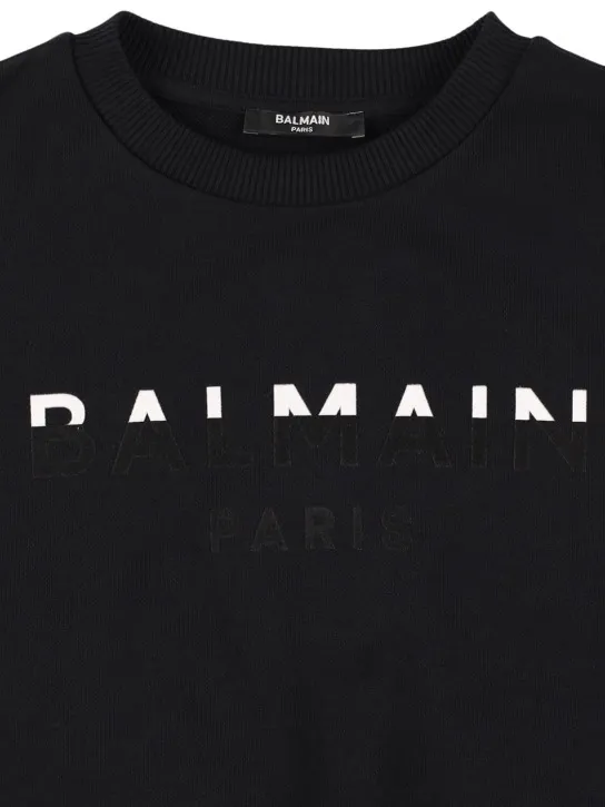 Balmain   Printed logo cotton crewneck sweatshirt 