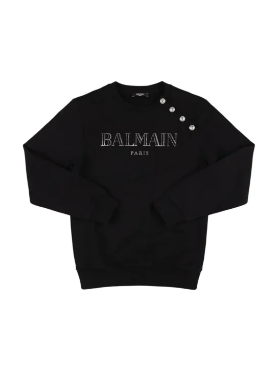 Balmain   Printed logo cotton crewneck sweatshirt 