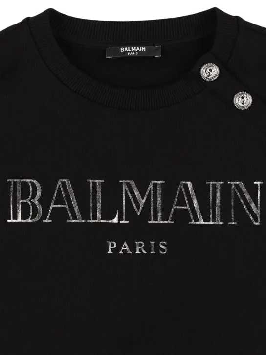 Balmain   Printed logo cotton crewneck sweatshirt 