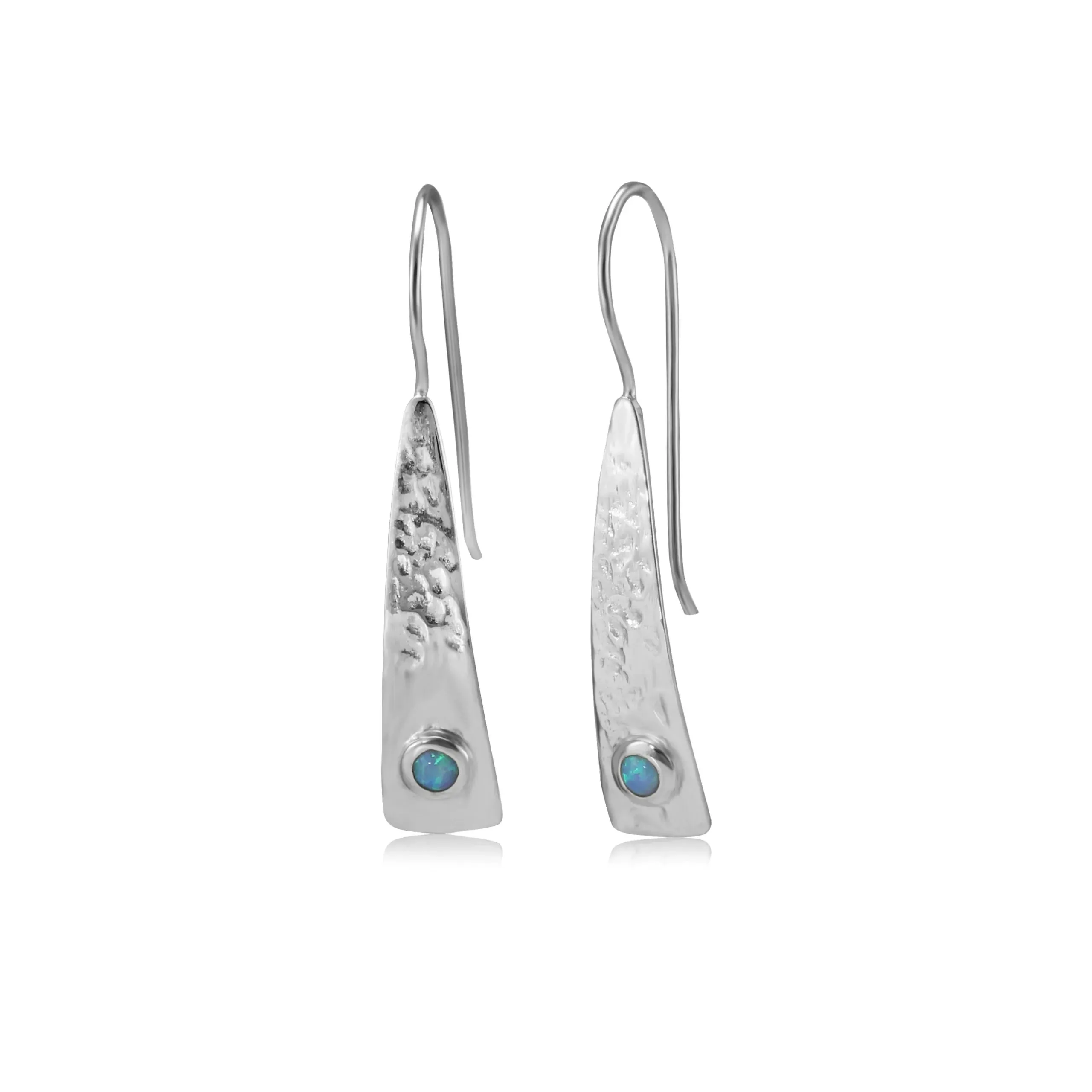 Banyan Handmade Sterling Silver Blue Opalite Textured Earrings