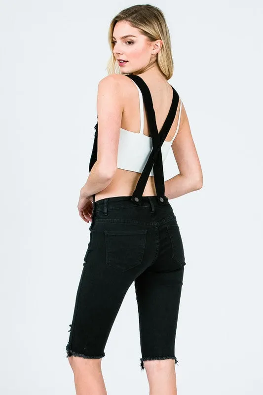 Black Overall Bermuda Shorts