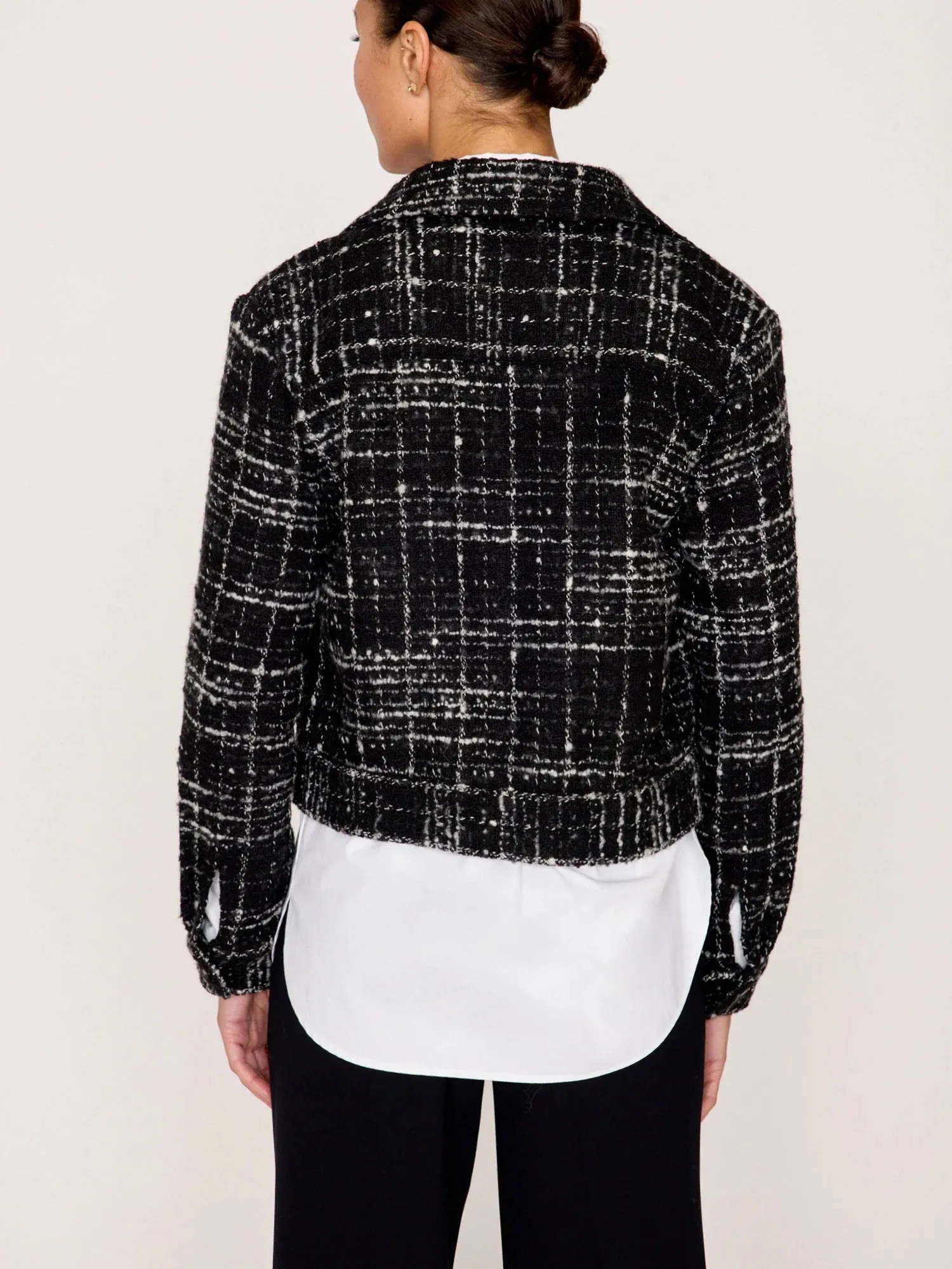 Brochu Walker Tweed Cropped Jacket Black   White
