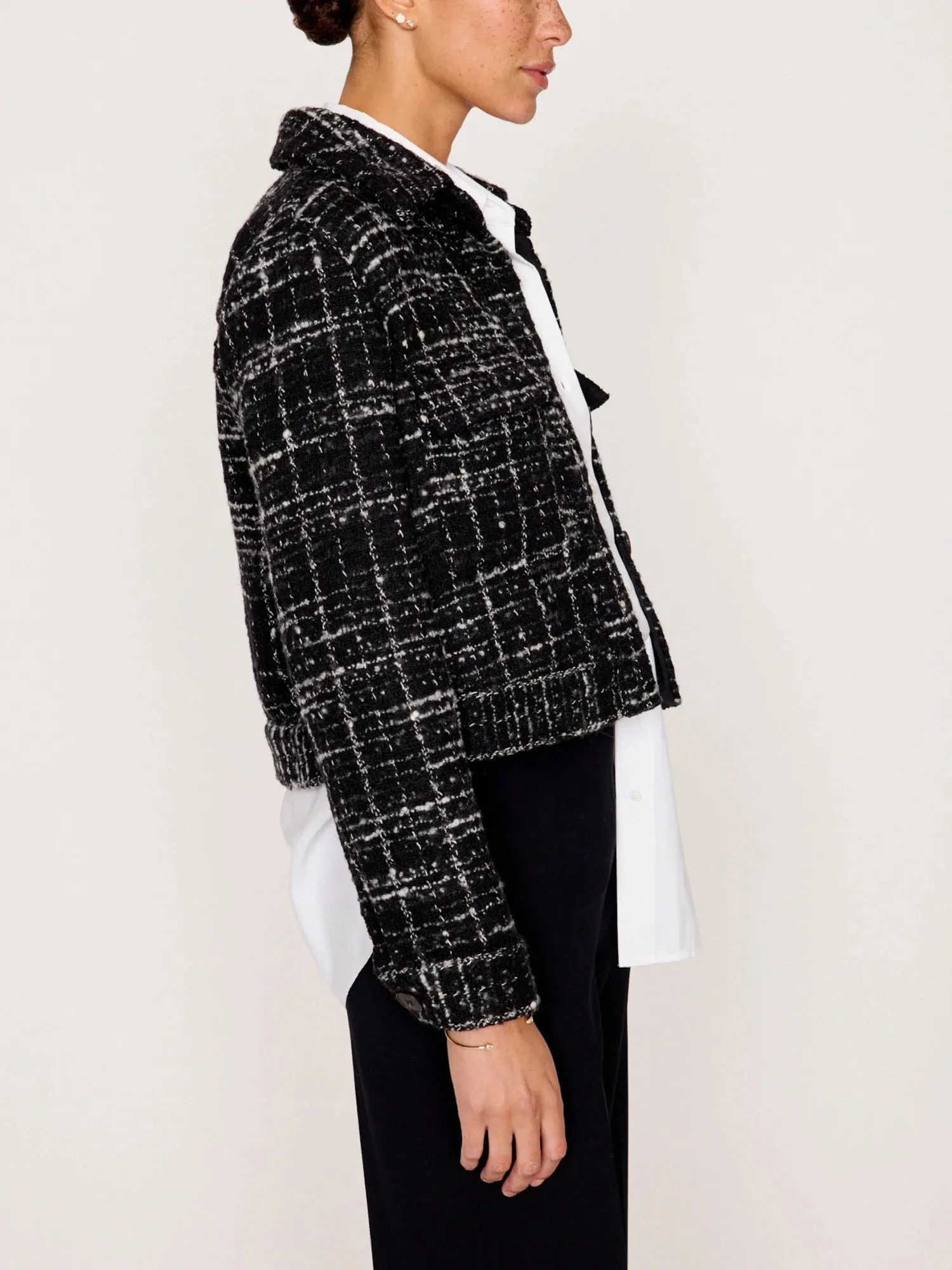 Brochu Walker Tweed Cropped Jacket Black   White