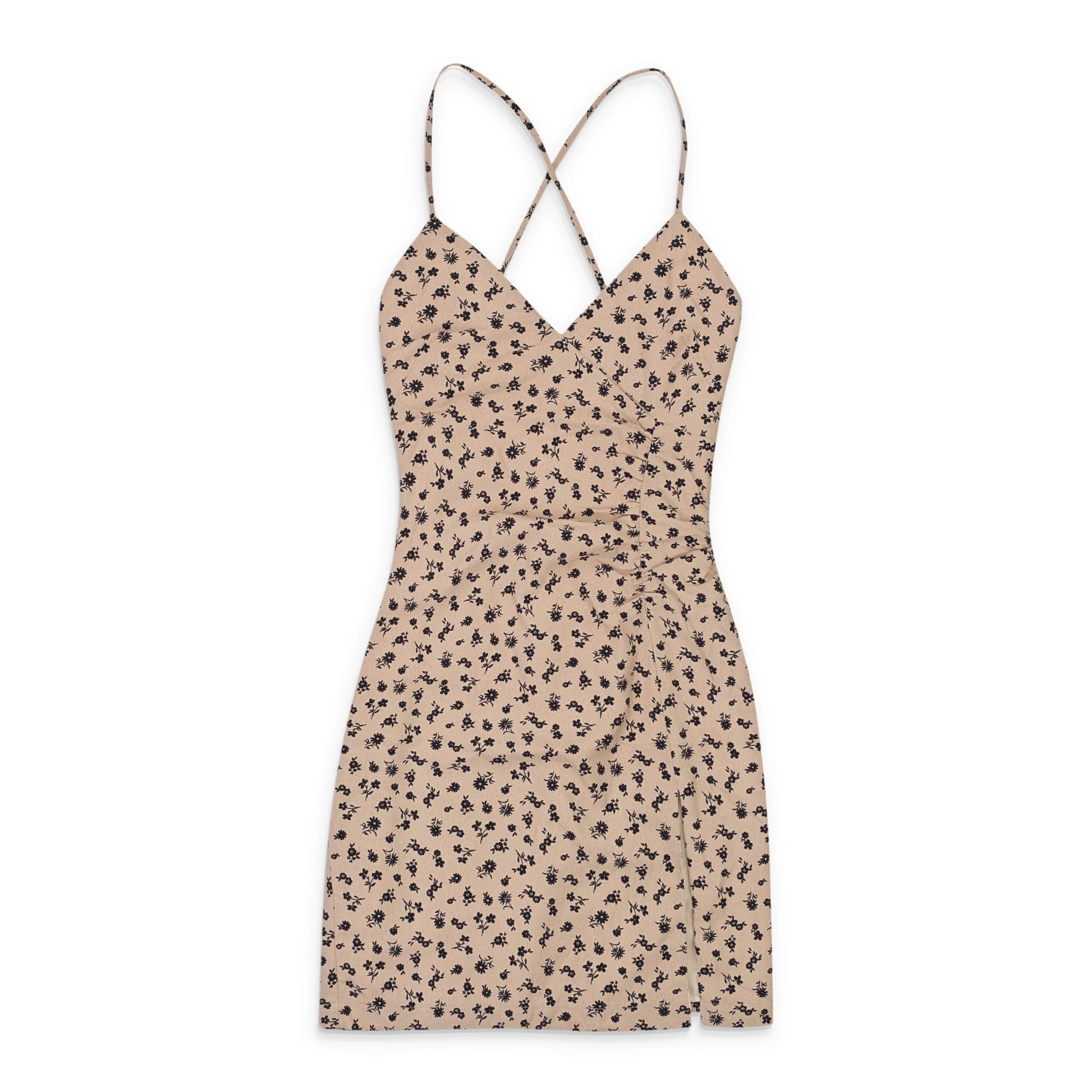 CALLIPYGIAN HIGH TIE BEIGE SLIP DRESS