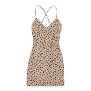 CALLIPYGIAN HIGH TIE BEIGE SLIP DRESS