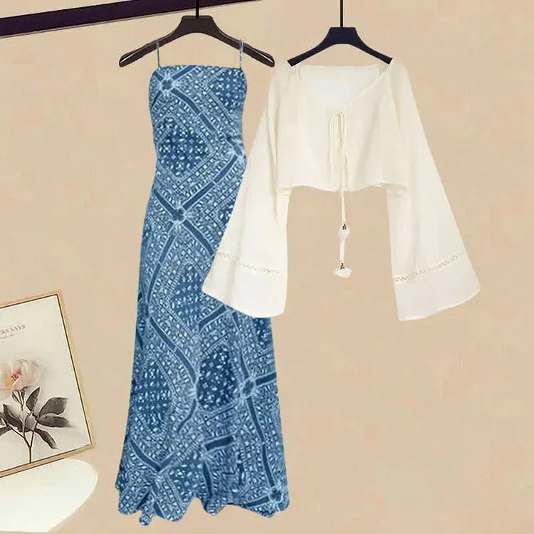 Charming Floral Pattern Two Piece Set in Vintage Style