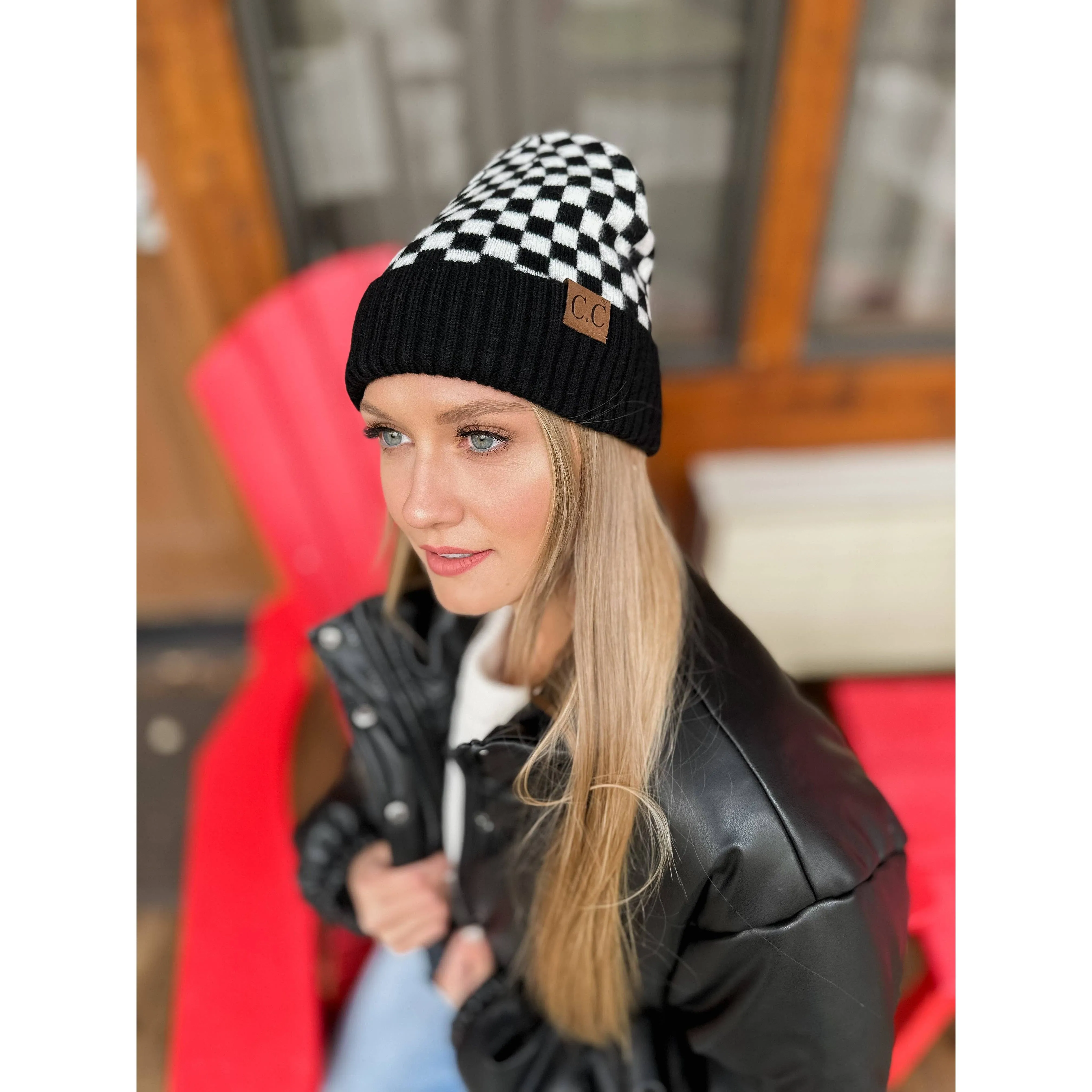 Checkered Pattern C.C Beanie HAT4003