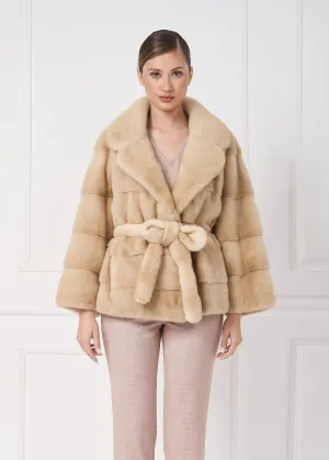 Classy and casual mink fur jacket with english collar