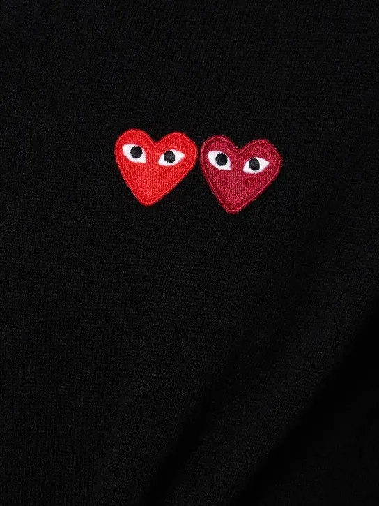 Comme des Garçons Play   Play logo knit wool V-neck sweater 