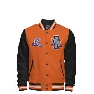 Cotton Fleece Varsity Jacket With Black Satin Lining
