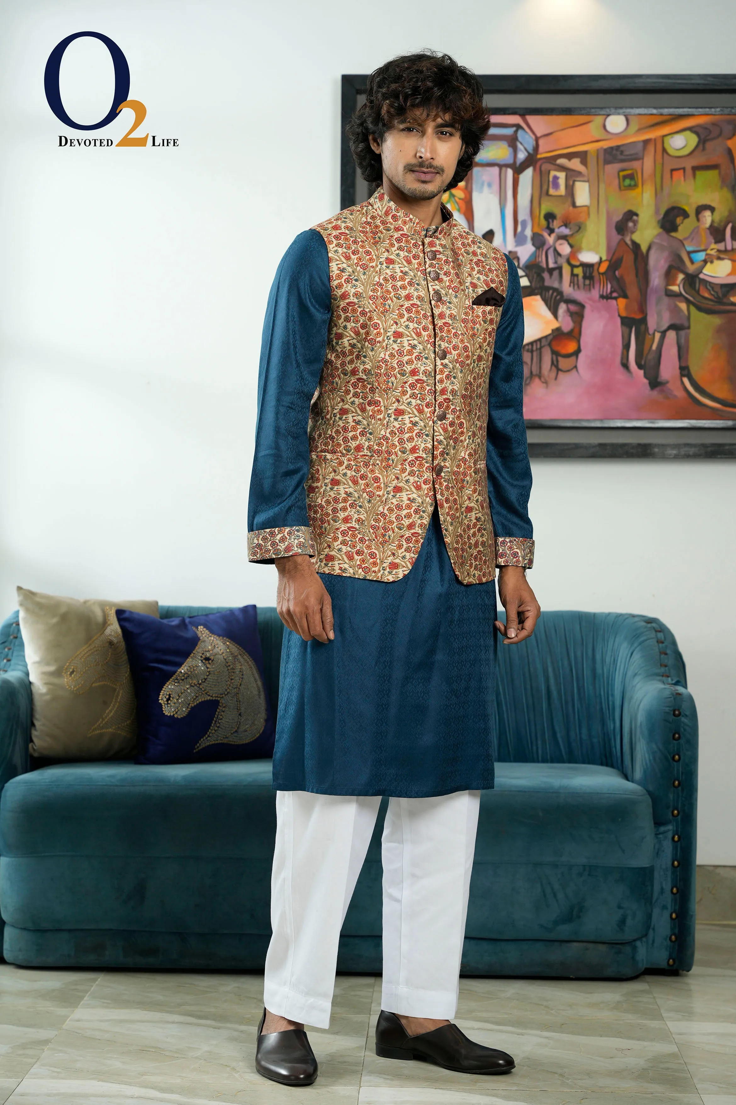 Digital Printed Art Silk Ethnic Vest