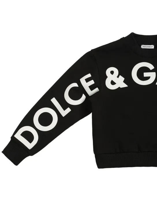 Dolce&amp;Gabbana   Logo print cropped cotton sweatshirt 