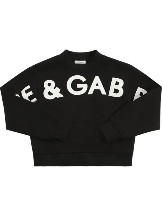 Dolce&amp;Gabbana   Logo print cropped cotton sweatshirt 