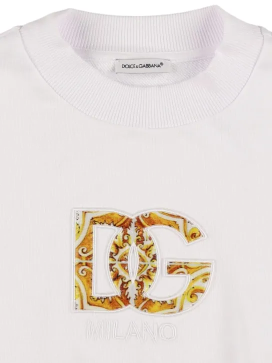 Dolce&amp;Gabbana   Printed logo cotton crewneck sweatshirt 