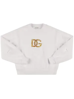 Dolce&amp;Gabbana   Printed logo cotton crewneck sweatshirt 