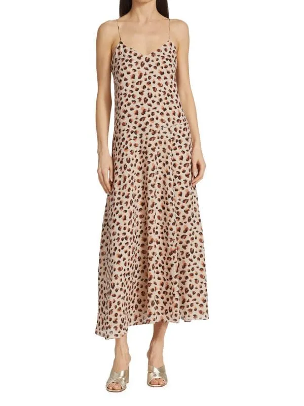 Dress - Silk combination Theory Flora with leopard print, multicolor