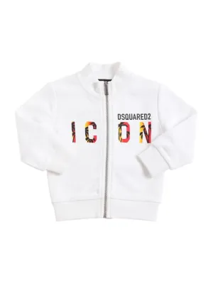 Dsquared2   Logo print zip-up cotton sweatshirt 