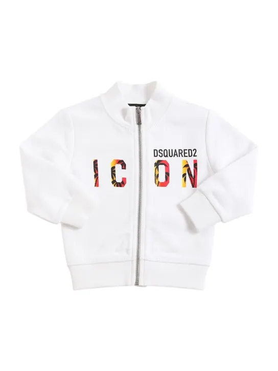 Dsquared2   Logo print zip-up cotton sweatshirt 