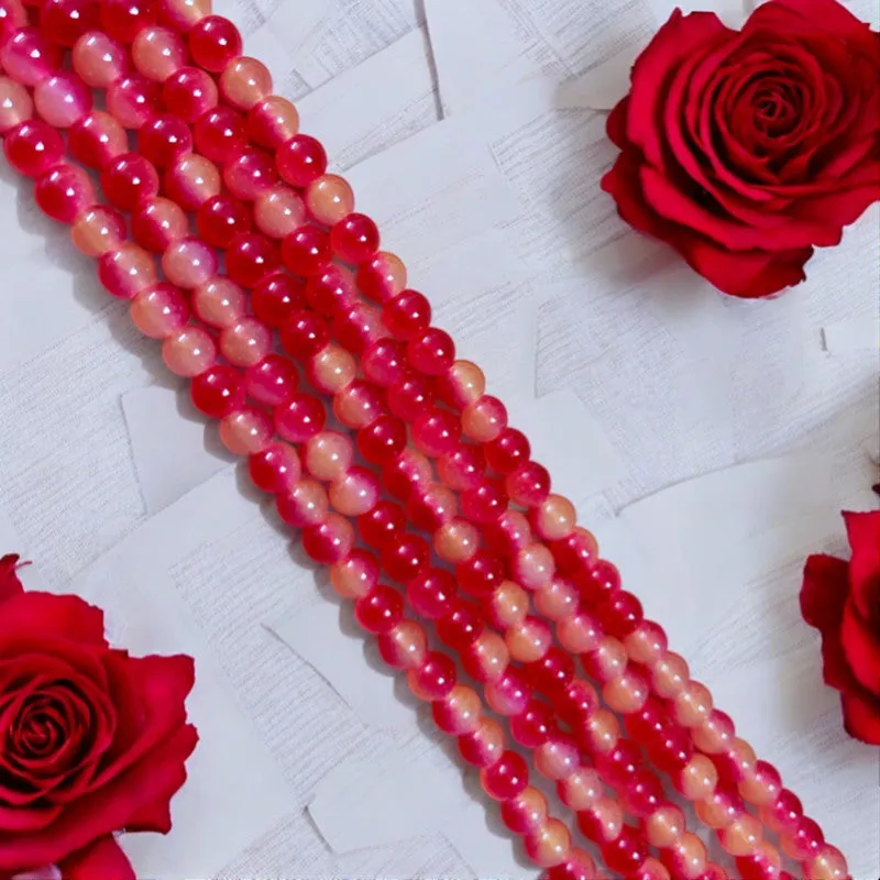 Dual Shade Jelly Beads 8mm - Red & Yellow