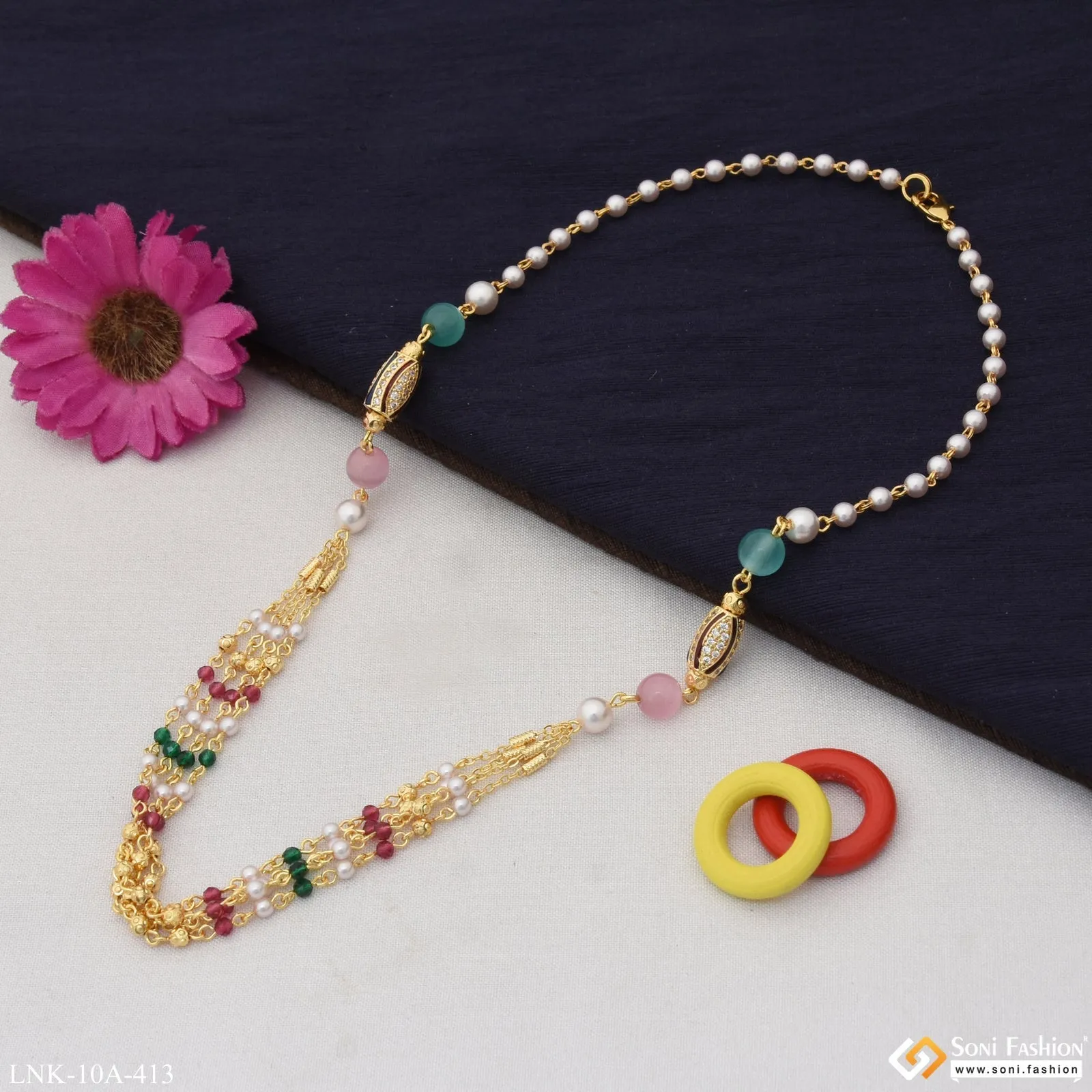 Eye-Catching Design Fancy Design Gold Plated Necklace for Ladies - Style A413