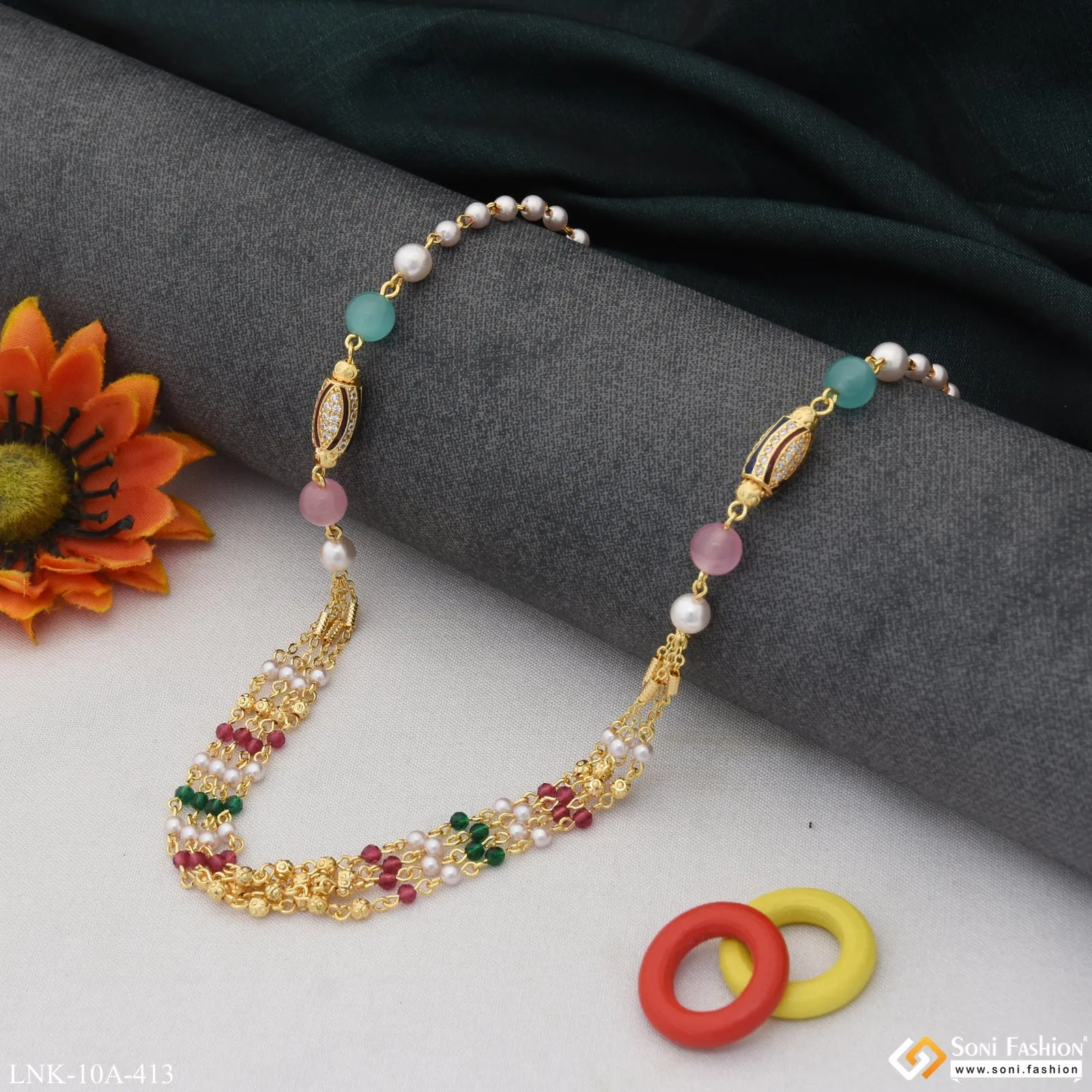 Eye-Catching Design Fancy Design Gold Plated Necklace for Ladies - Style A413