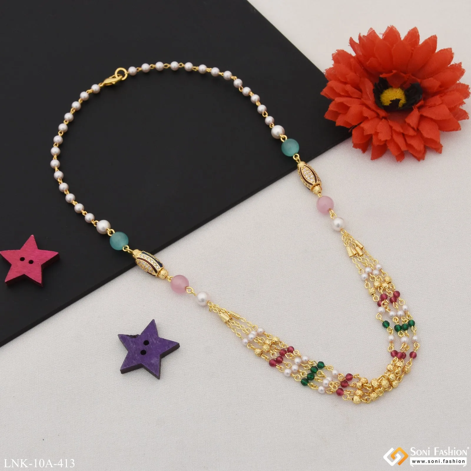Eye-Catching Design Fancy Design Gold Plated Necklace for Ladies - Style A413