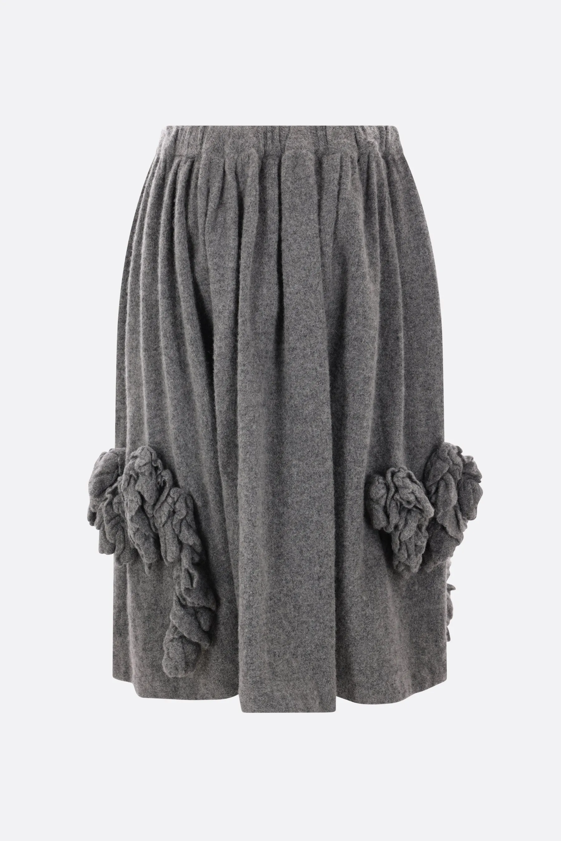 felt midi skirt with floral inserts