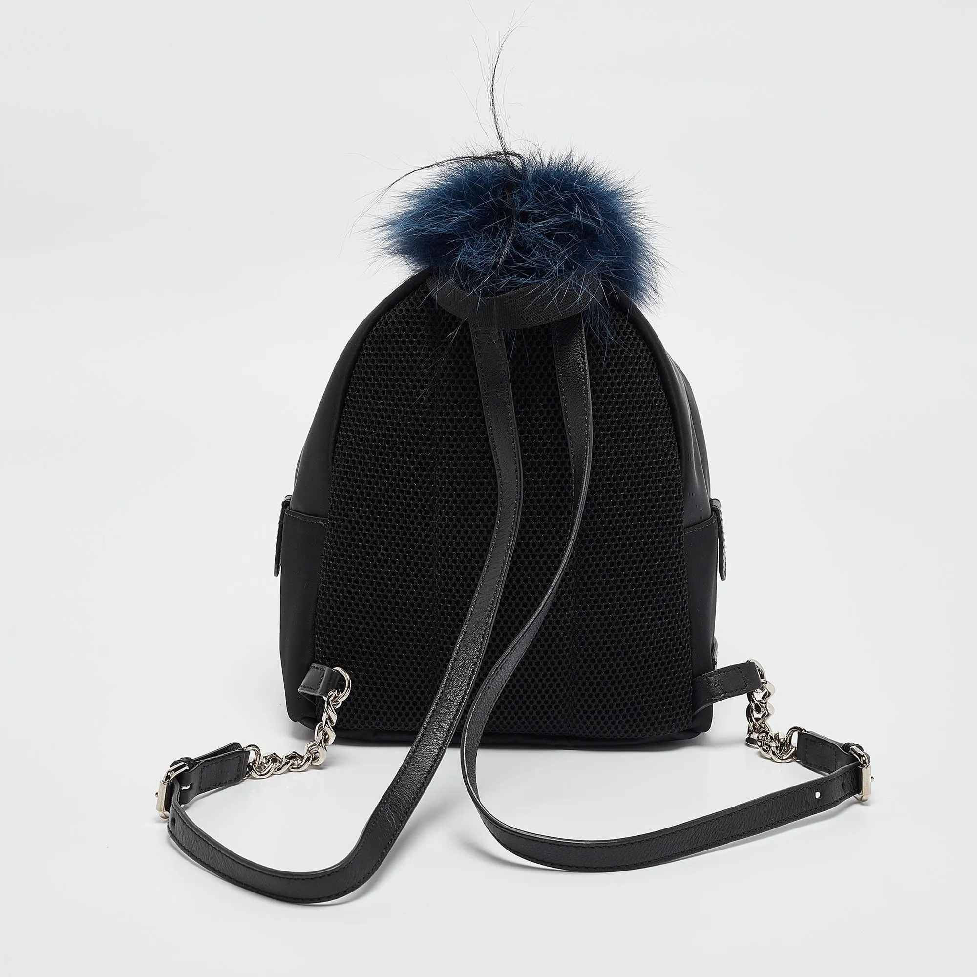 Fendi Black Nylon And Leather Mini Monster Eye Backpack