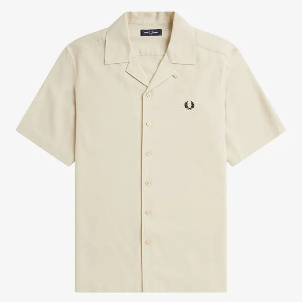 Fred Perry Pique Texture Revere Collar Shirt - Oatmeal