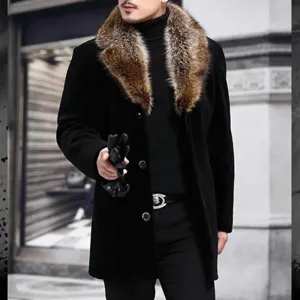 Fur Collar Single Breasted Mid Length Coat