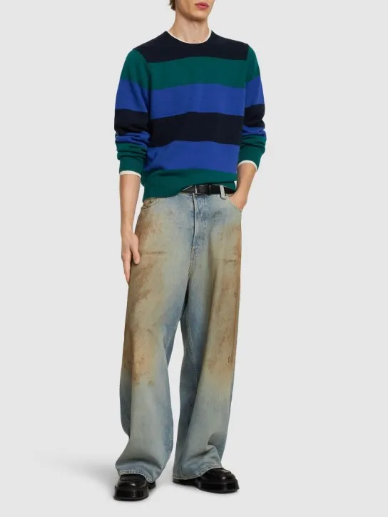 Guest In Residence   Striped cashmere crewneck sweater 