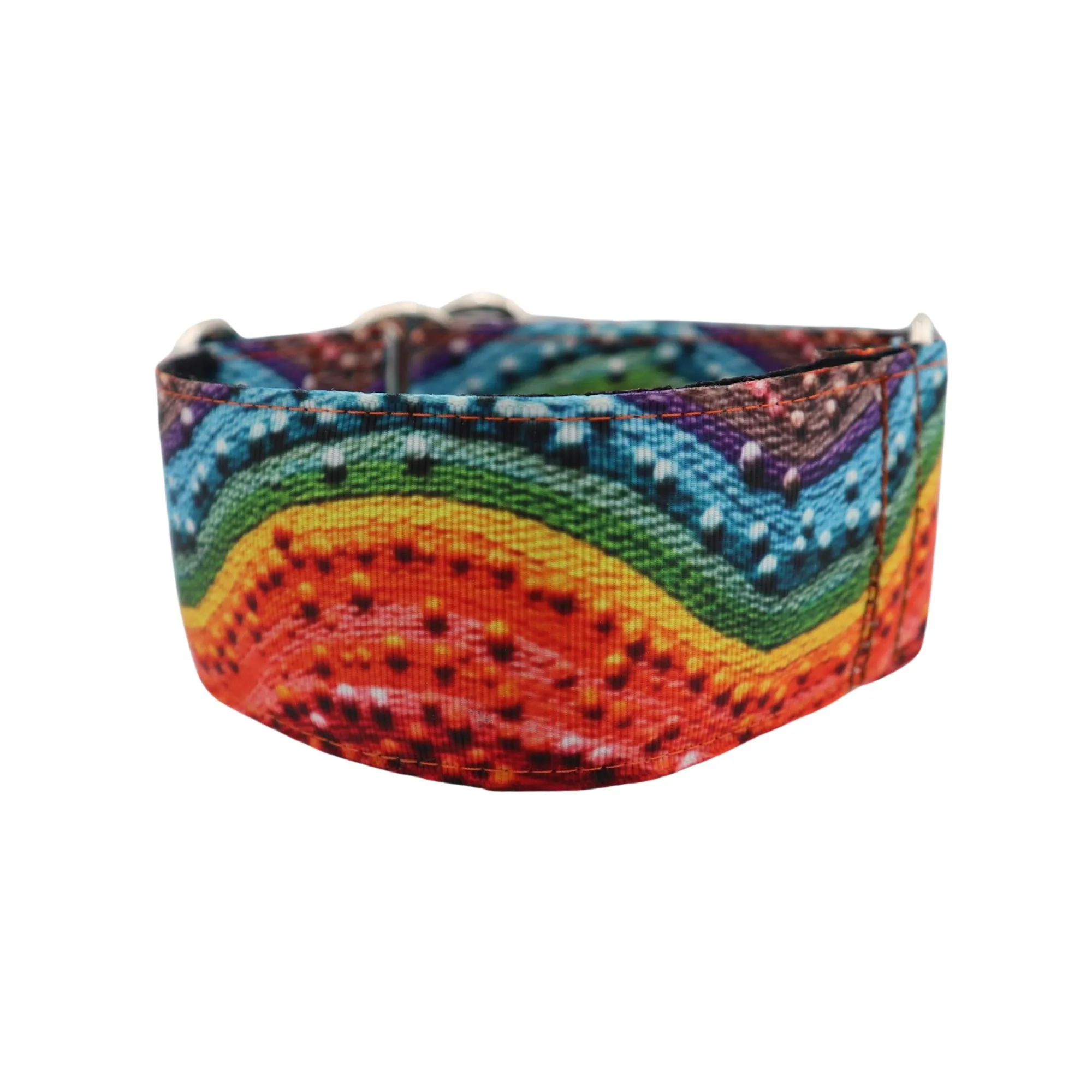 Handmade Dog Collar | Rainbow Waves | Width: 15-20-25-30-40-50 mm