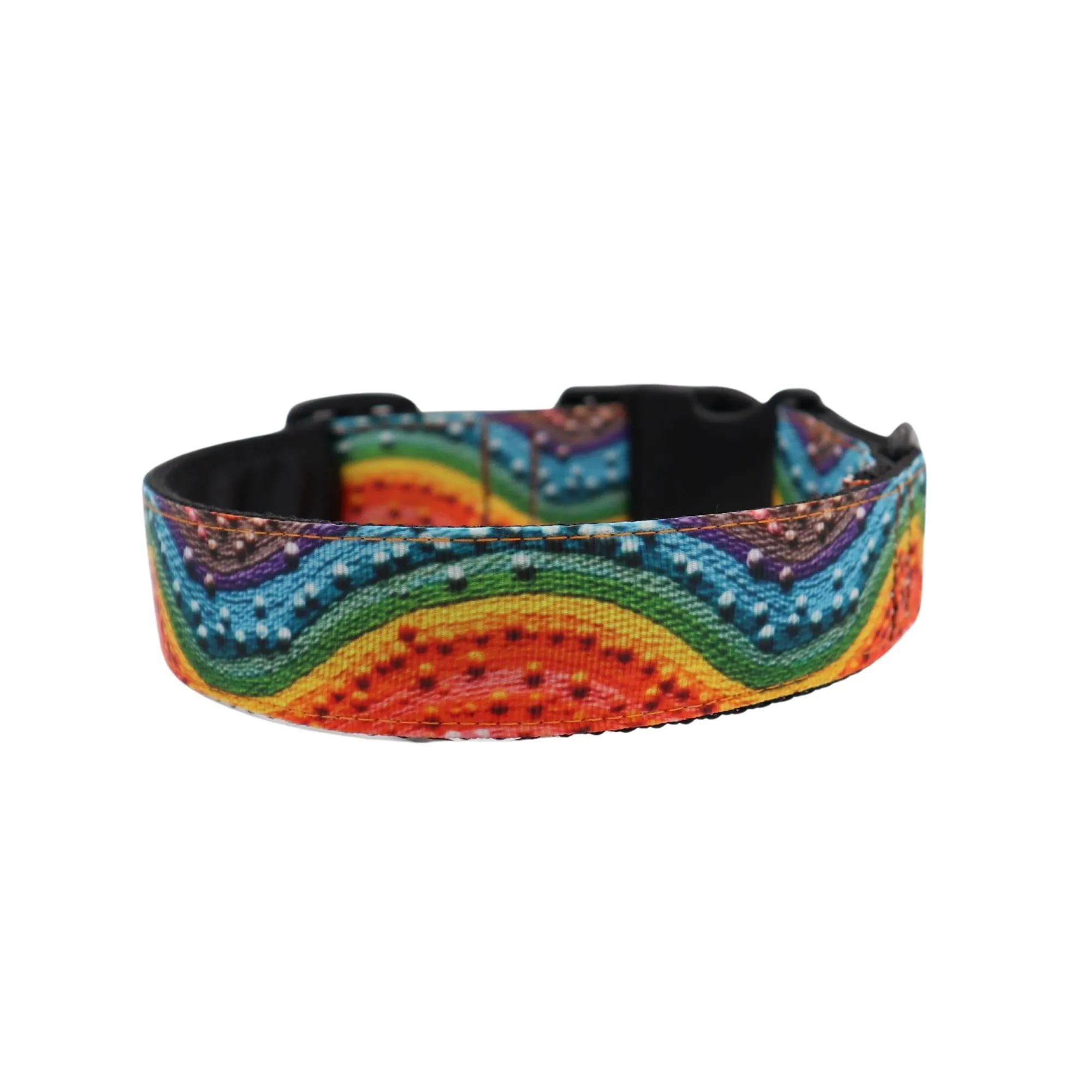 Handmade Dog Collar | Rainbow Waves | Width: 15-20-25-30-40-50 mm