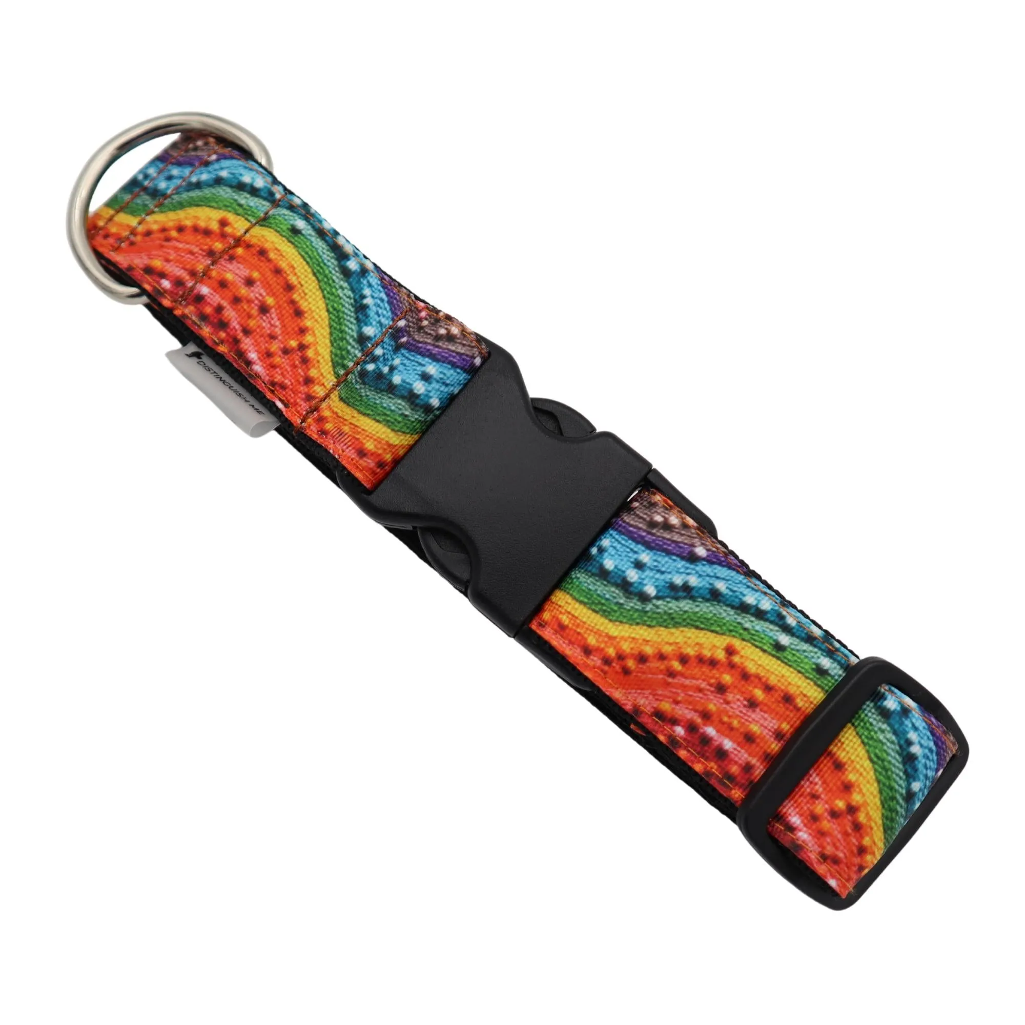 Handmade Dog Collar | Rainbow Waves | Width: 15-20-25-30-40-50 mm