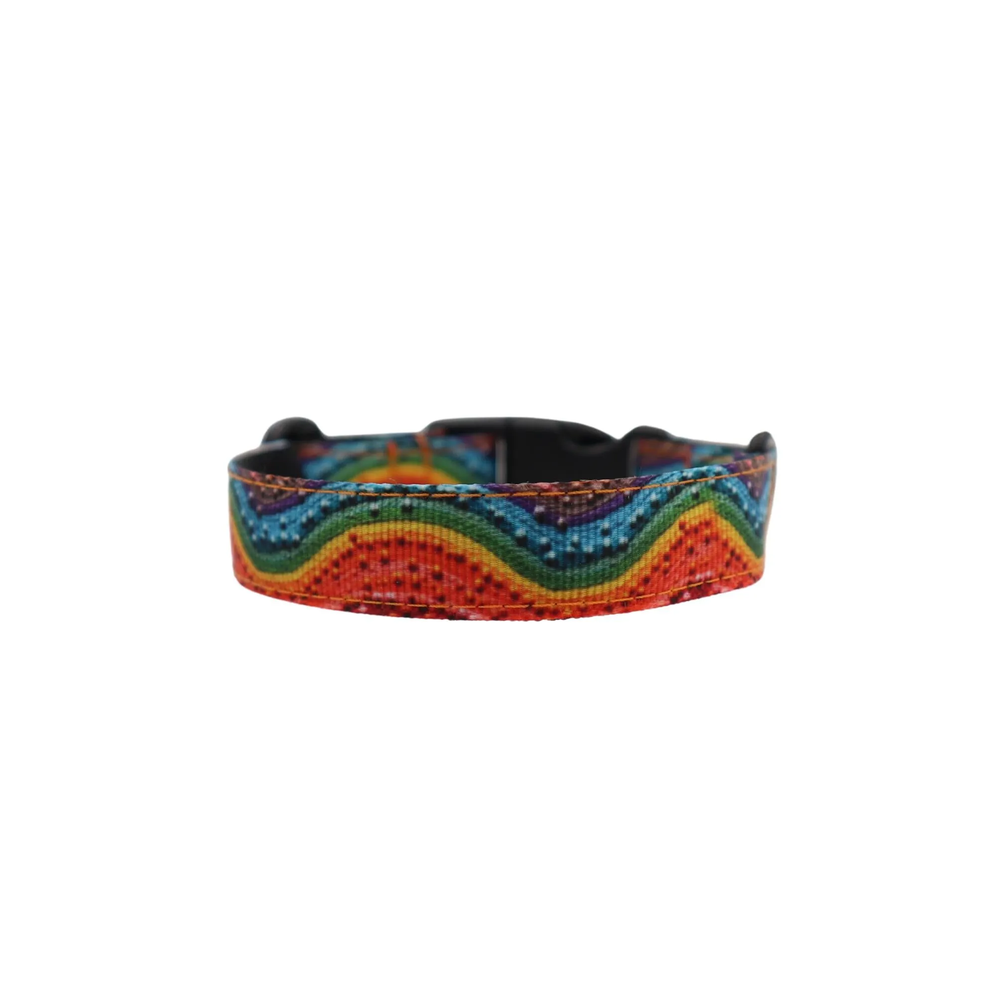 Handmade Dog Collar | Rainbow Waves | Width: 15-20-25-30-40-50 mm